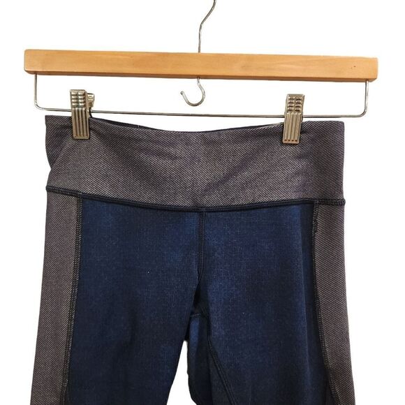 Lululemon Wunder Under Sashiko Denim Blue Cropped Leggings Limited Edition 4 - Picture 5 of 6